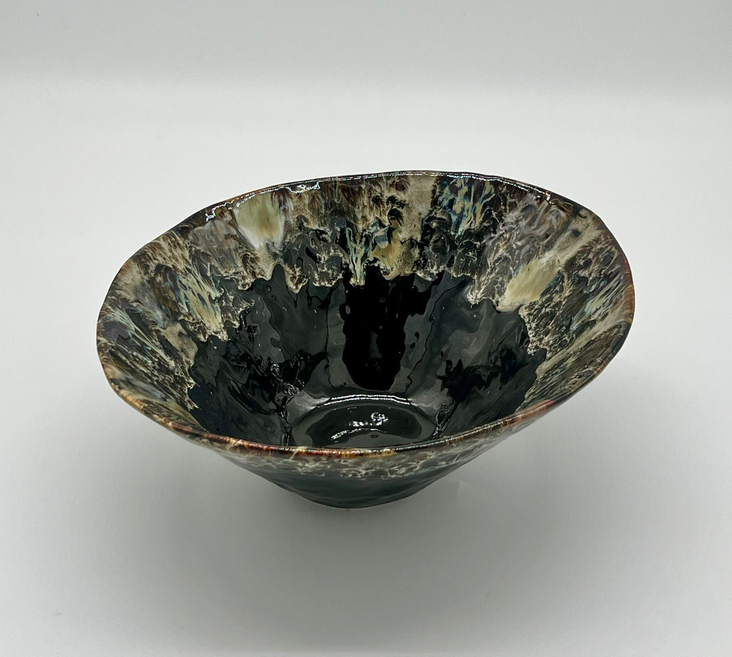 Black Fossil Decorative Ceramic Bowl